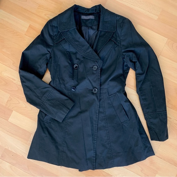 SUZY SHIER Black Spring or Fall Coat with Belt Women’s Size Medium - Picture 1 of 7